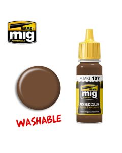 Mig Akrylmaling, ammo-by-mig-jimenez-0107-washable-earth-washable-paint, MIG0107