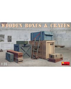 Plastbyggesett, miniart-35581-wooden-boxes-and-crates-scale-1-35, MIA35581