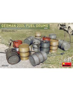 Plastbyggesett, miniart-35597-german-200-fuel-drums-wwii-scale-1-35, MIA35597