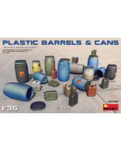 Plastbyggesett, miniart-35590-plastic-barrels-and-cans-scale-1-35, MIA35590