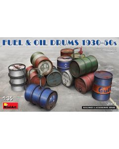 Plastbyggesett, miniart-35613-fuel-and-oil-drums-1930s-to-1950s-scale-1-35, MIA35613