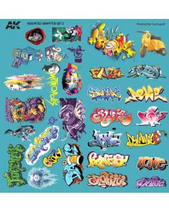 Plastbyggesett, ak-interactive-ak9091-assorted-graffiti-decals, AKI9091