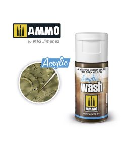 Mig Akrylmaling, ammo-by-mig-jimenez-0700-brown-wash-for-dark-yellow-acrylic-wash-15-ml, MIG0700