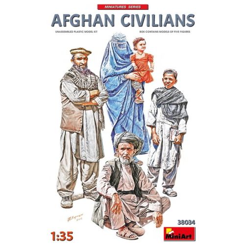Plastbyggesett, miniart-38034-afghan-civilians-5-figures-scale-1-35, MIA38034